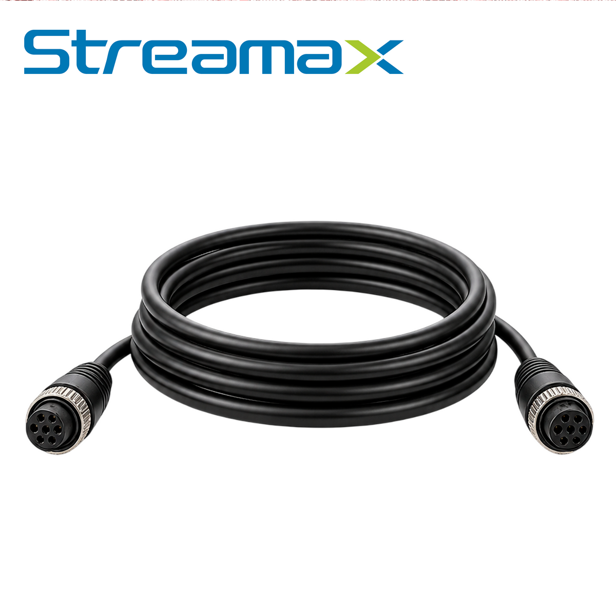 cable adaptador hembra streamax mcbip20hh / 6 pines / 2 metros / ambos extremos conectores aeronauticos rs765-6pin