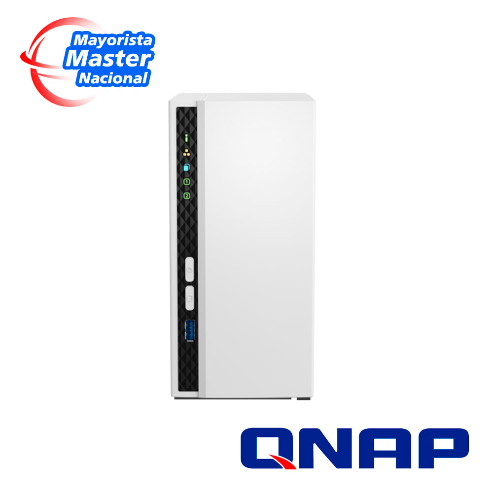 nas qnap ts-233-us / procesador arm cortex-a55 / memoria ram 2gb / 2 bahias frontales sata 3.5 pulgadas y 2.5 pulgadas / 1 puerto rj45 1gbe / montaje en escritorio / aplicaciones de uso personal para compartir y respaldar datos en la nube
