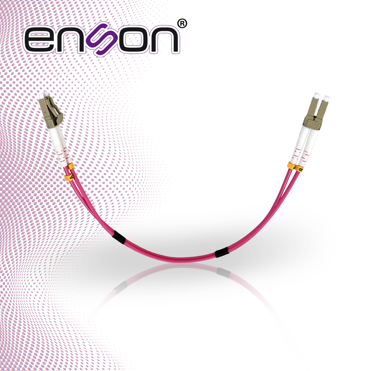 jumper de fibra optica enson ens-jump030mm4 forro de pvc tipo de fibra multimodo om4 50/125 micras conectores lc duplex - lc duplex longitud 1 pie - 30 cms
