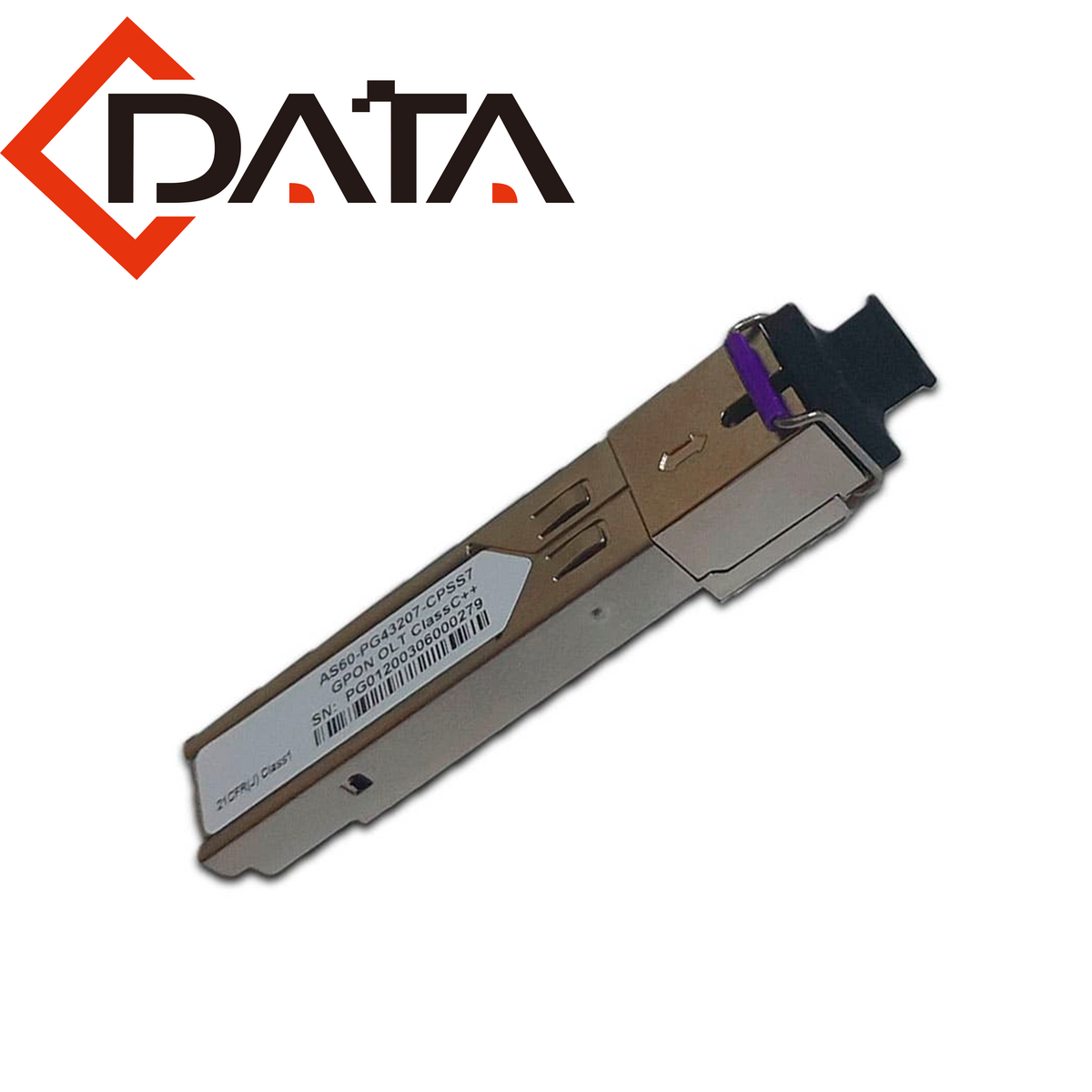 modulo sfp as60-pg43207-cpss7 c-data / gpon clase c++ / conector sc/apc / transmision hasta 2.488 gbps / alcance hasta 20 km / diseñado para olts gpon / cumple especificaciones itu-t g.984.2