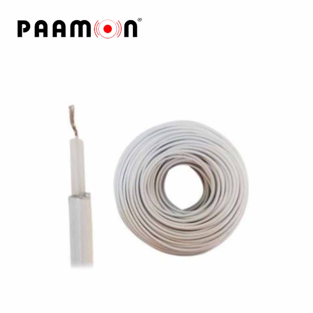 cable doble aislado color blanco / cab-doble aislado -wp-100m paamon / capa aislante de polietileno conductor 22awg de aleacion de aluminio para exterior soporta hasta 18000 volts rollo de 100 metros ideal para cerca electrica