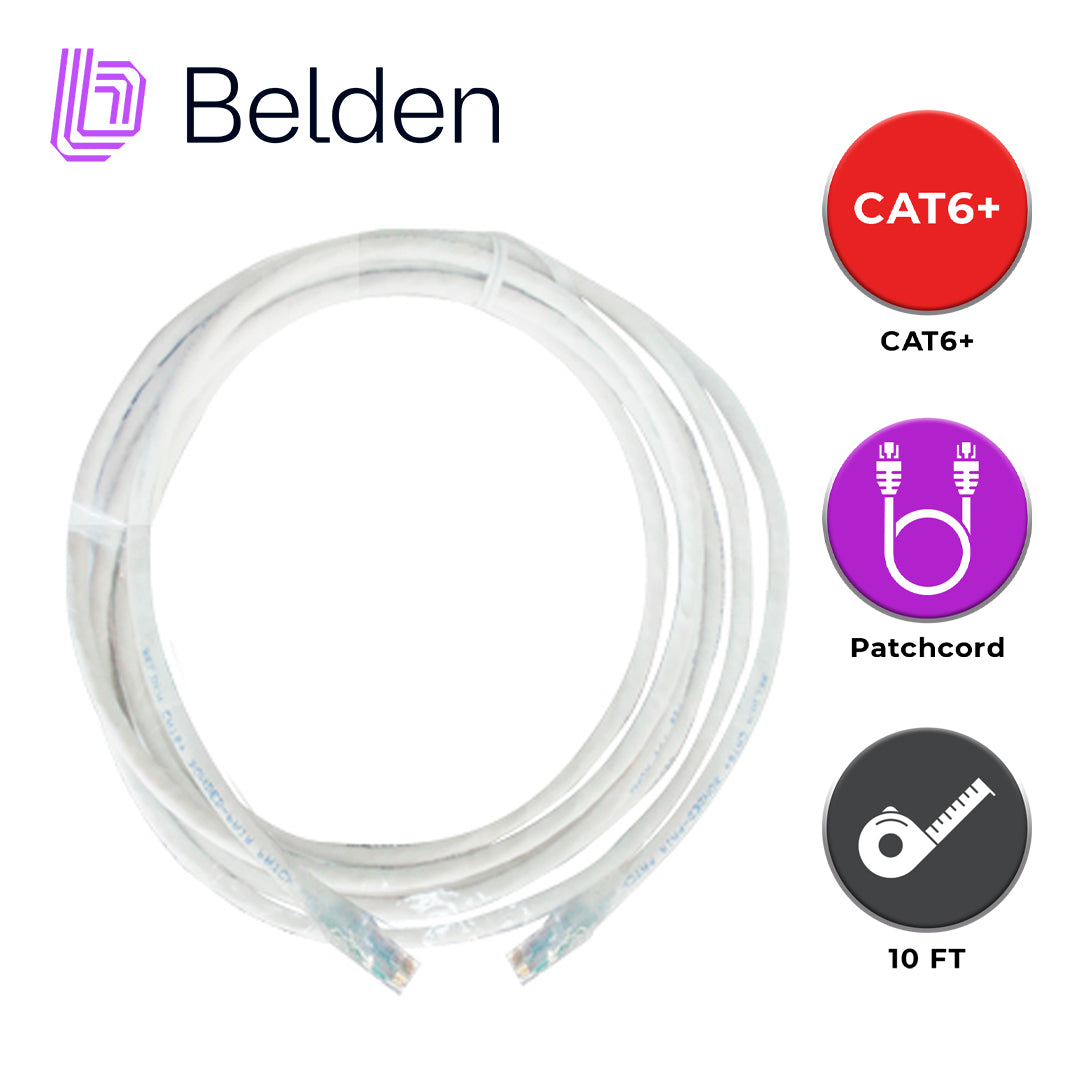 patch cord utp cat6+ belden c601109010 / interior / blanco / 4 pares / 24 awg / forro pvc / cmr / 10 pies 3 metros