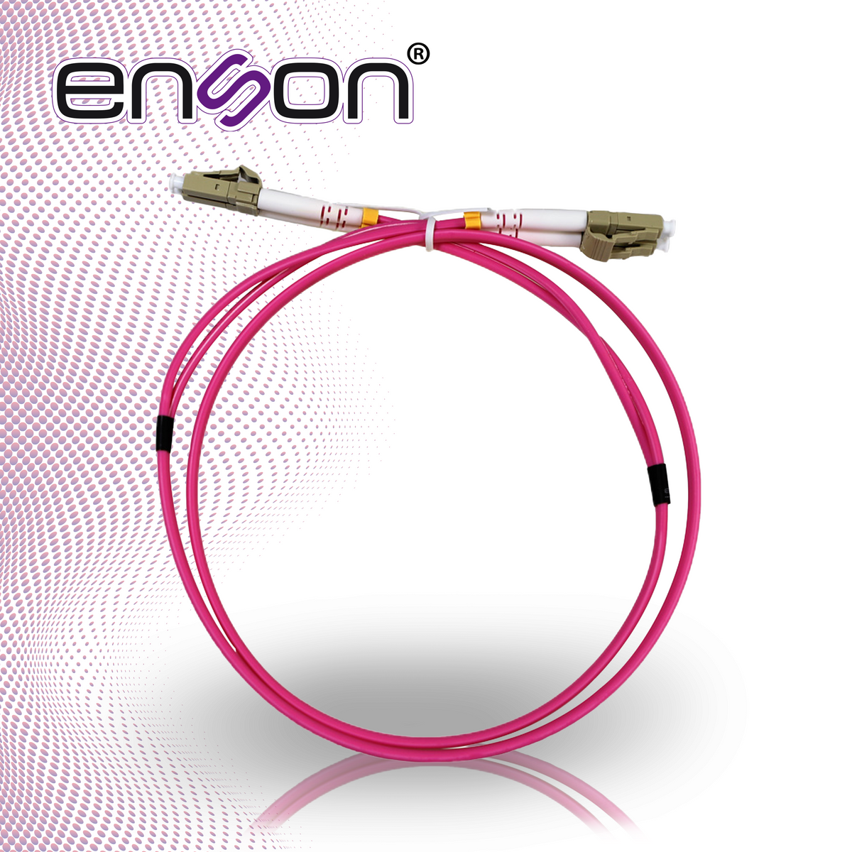 jumper de fibra optica enson ens-jump090mm4 forro de pvc tipo de fibra multimodo om4 50/125 micras conectores lc duplex - lc duplex longitud 3 pie - 90 cms