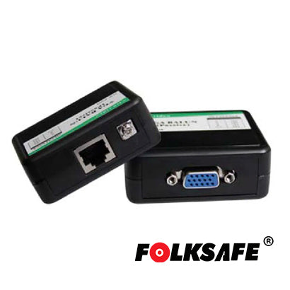 extensor de video vga folksafe fs-6001p transmisor/receptor soporta hasta 180mts resolucion de 640 x 480(checar tabla de resoluciones) utilizando cable utp cat 5e/6(recomendable 100% cobre).