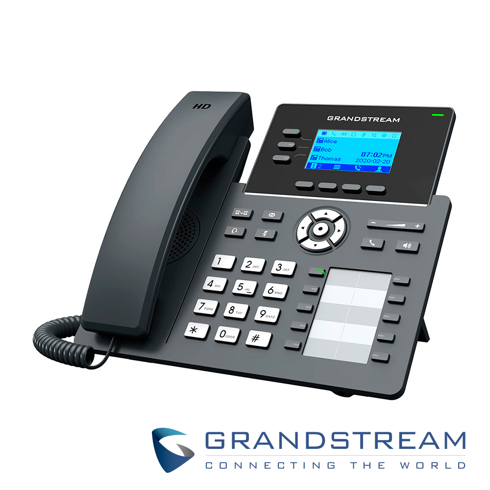 telefono ip grado carrier grandstream grp2604p / 6 cuentas sip / 3 lineas / pantalla lcd / 10 teclas programables / conferencia de 5 vias / 2 puertos 10/100/1000mbps / gestion y aprovisionamiento gdms / alimentacion poe af