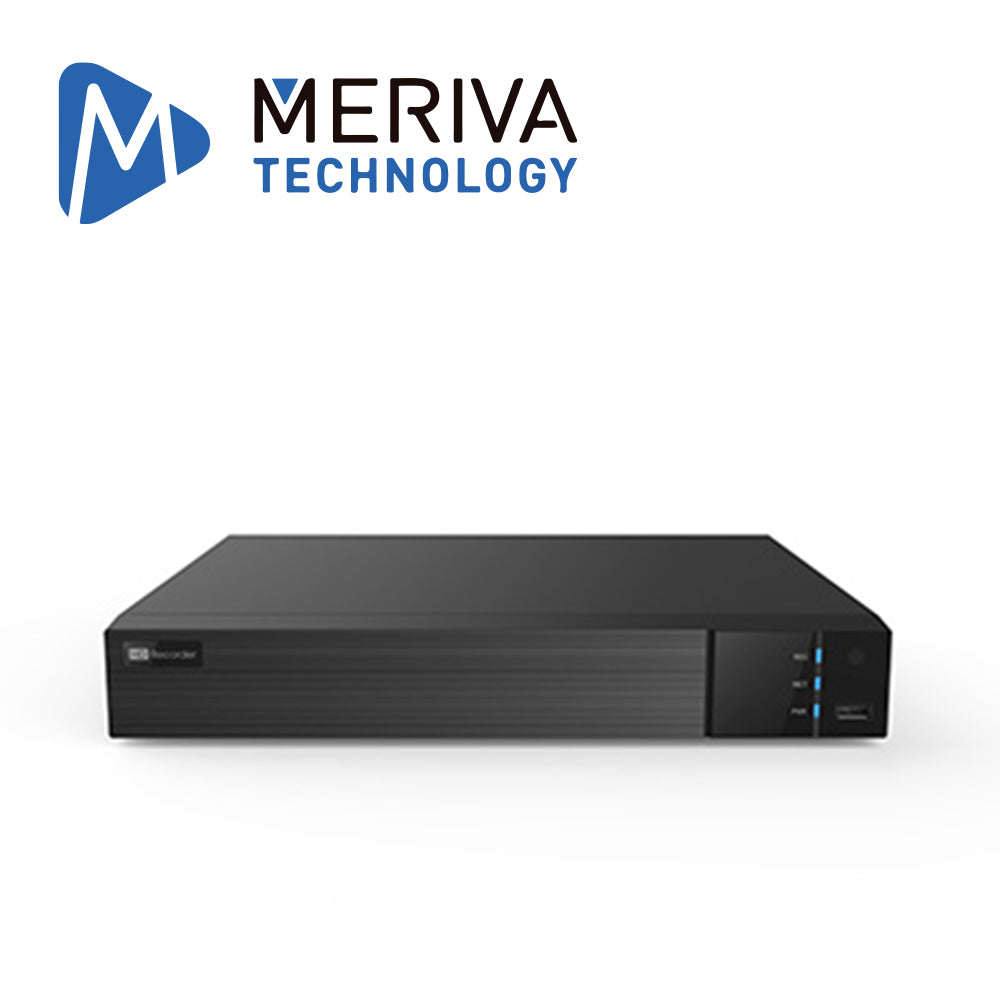 nvr 16 ch ip 4k meriva tecnology mnvr-1716 / no poe / onvif / salida 1 hdmi + 1 vga simultaneas / analiticas mia 2.0 inteligencia artificial / reconocimiento de placa con mapr-200 y/o mapr-400n lpr / hasta 2 hdd 10tb cu / p2p / h.265s / 12vcd / n9000