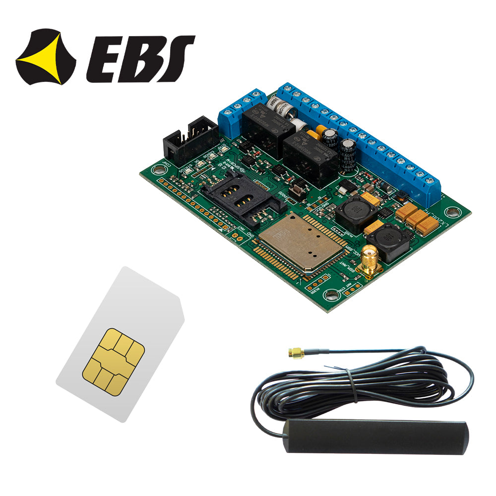 comunicador gsm universal con 2 años de servicio de eventos ilimitado ebs lx20b c/s app integrada sin costo. incluye antena sim y activación del servicio.
