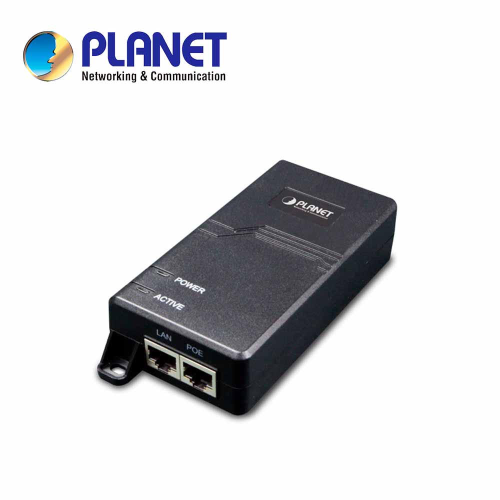 inyector poe 802.3af/at poe-172 planet / 2 puertos rj45 10/100/1000mpbs / consumo de 60w / hasta 100 metros