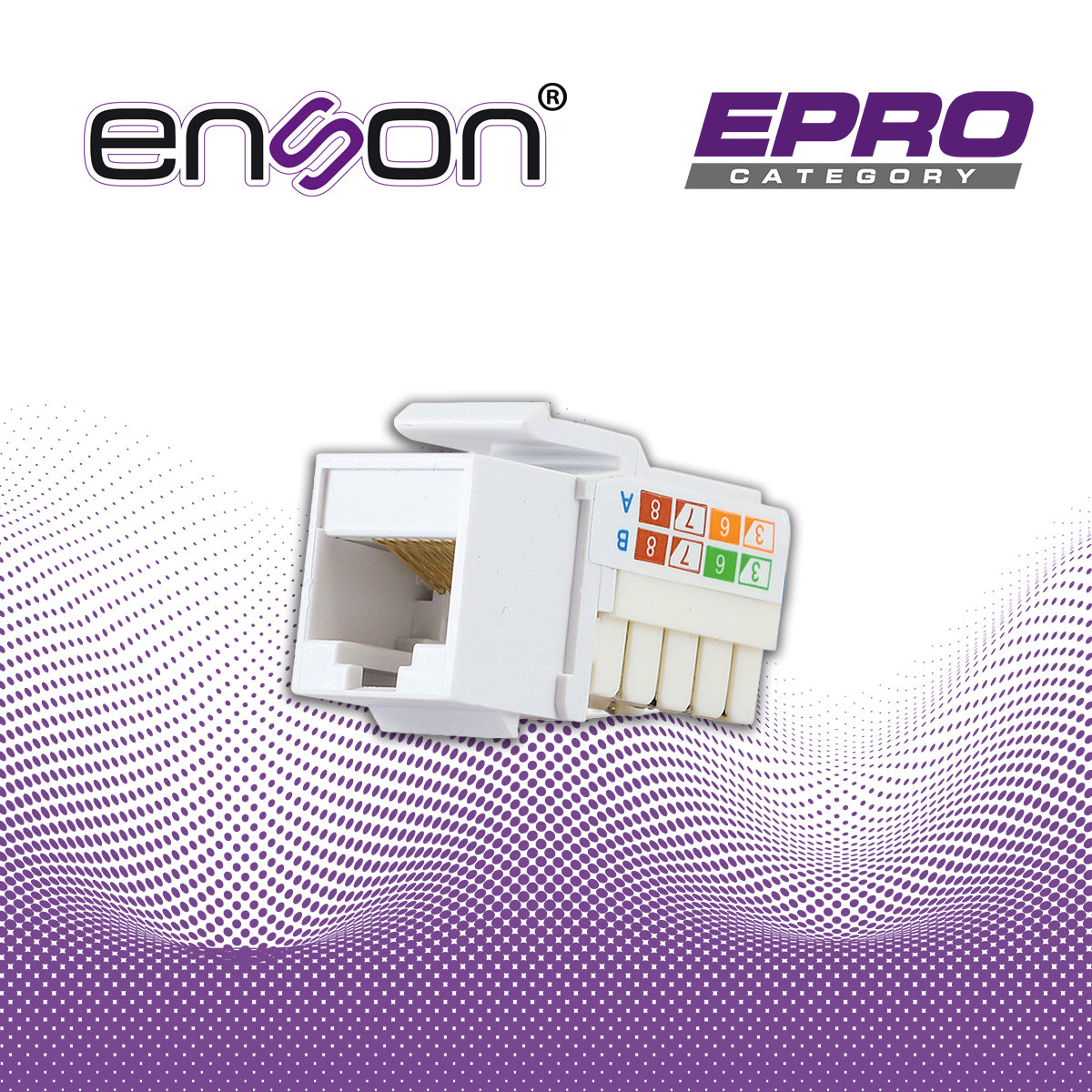 conector modular jack keystone rj45 enson epro-jack6a-wh serie pro posicion vertical cat6a color blanco compatible con placas enson epro-fp