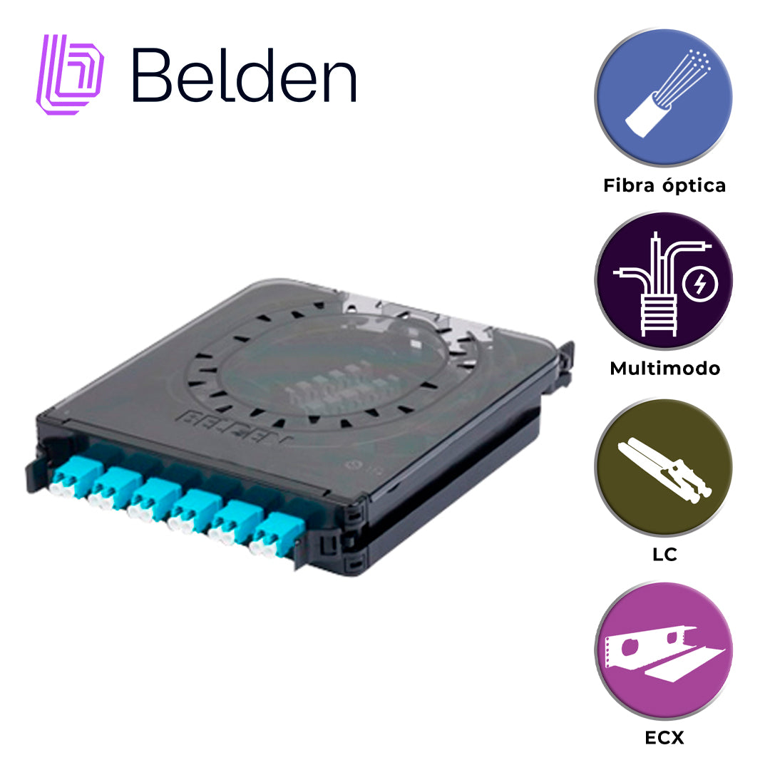 cassette fx ecx multimodo belden fc3x06ldfs / om3 / aqua / lc duplex / 6 puertos