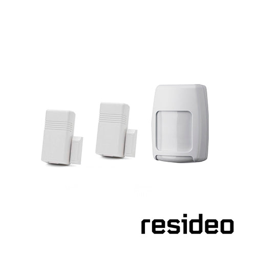 kit de sensores inalámbricos 2mrf1prf 2 magnetos 5816 de plastico color blanco/ 2 imanes 5899/ 1 sensor de movimiento 5800pir con detección baja sensibilidad programable