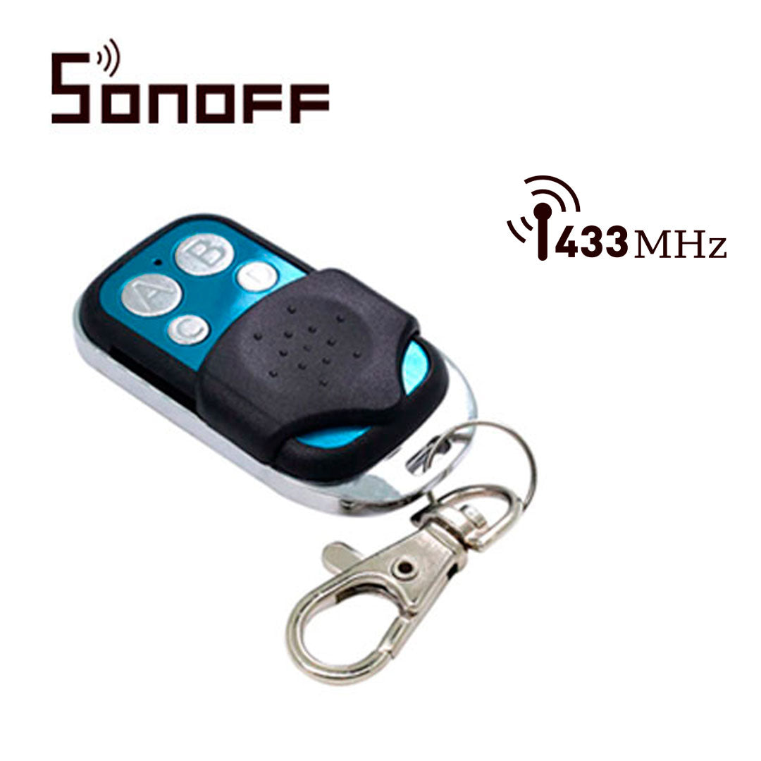 control remoto rf sonoff remote 433 4 botones tapa deslizable bateria 27a frecuencia 433.92 mhz codigo fijo