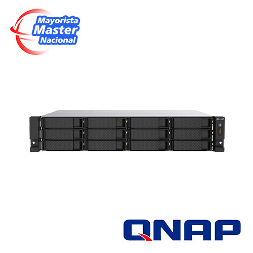 nas qnap ts-1273au-rp-8g-us / procesador amd ryzen v1500b / memoria ram 8gb / 12 bahias frontales sata 3.5 pulgadas y 2.5 pulgadas / 2 puertos rj45 2.5gbe / fuente redundante / montaje en rack 2ur