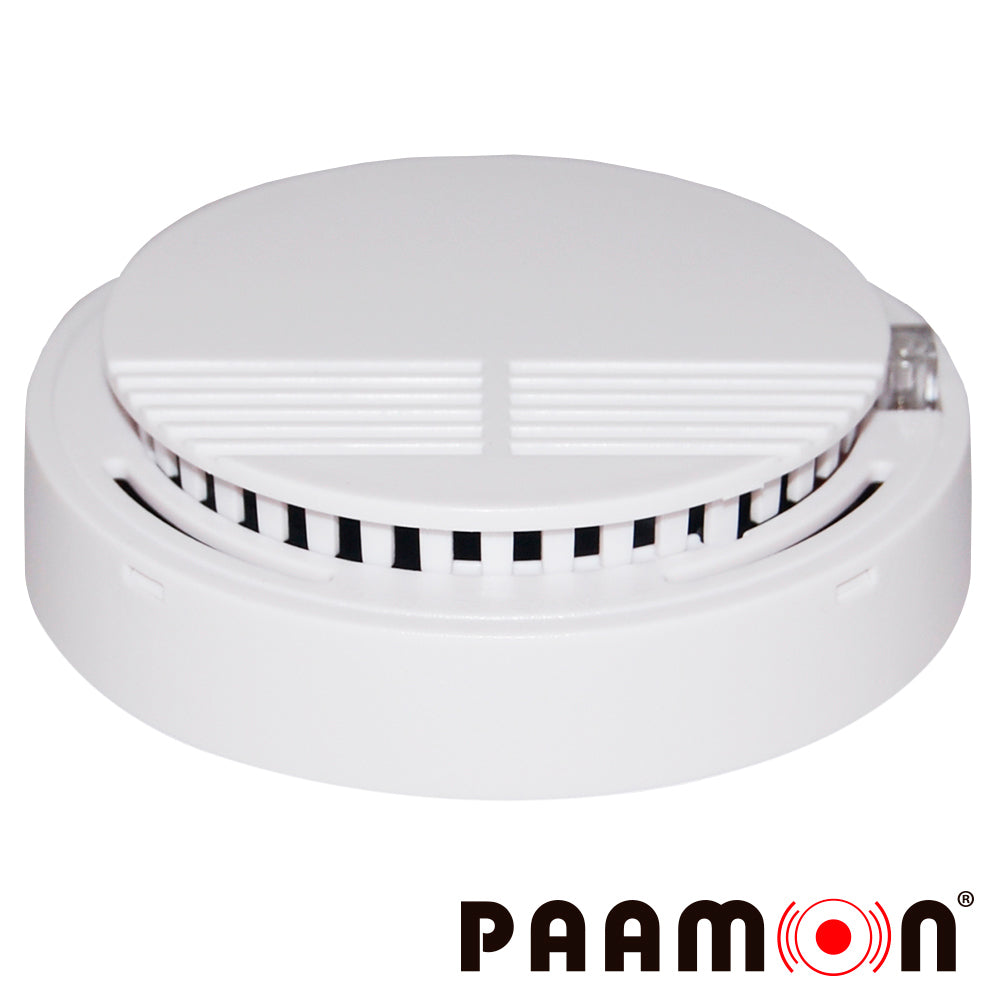 detector de humo paamon pam-smk20 autonomo con sirena integrada / montaje en techo o pared / facil instalacion / rango de deteccion 25 mts cuadrados/ alimentacion por medio de bateria (no incluida)