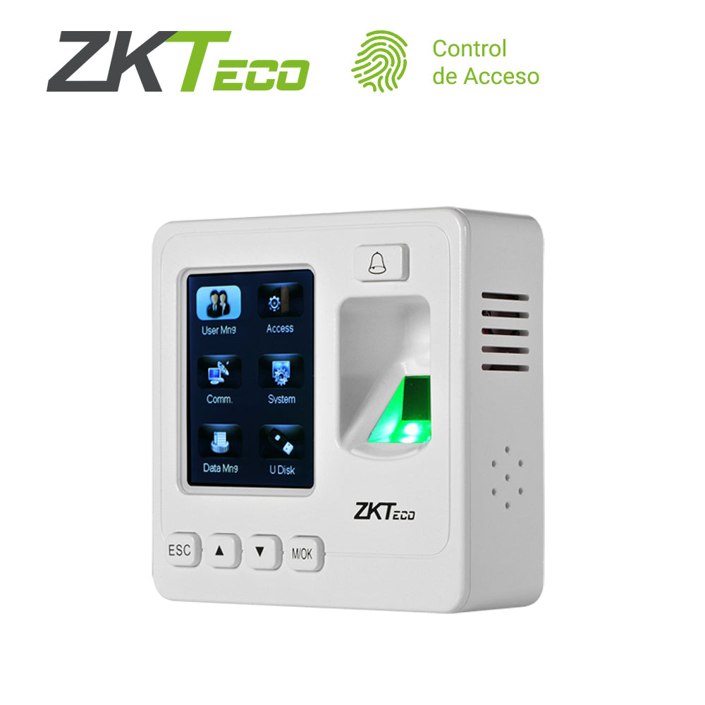 control de acceso basico y asistencia zkteco sf100/id biometrico de 1500huellas/5000tarjetas125khz/80000registros tcp/ip/rs485/usbhost compatible lectora kr503e