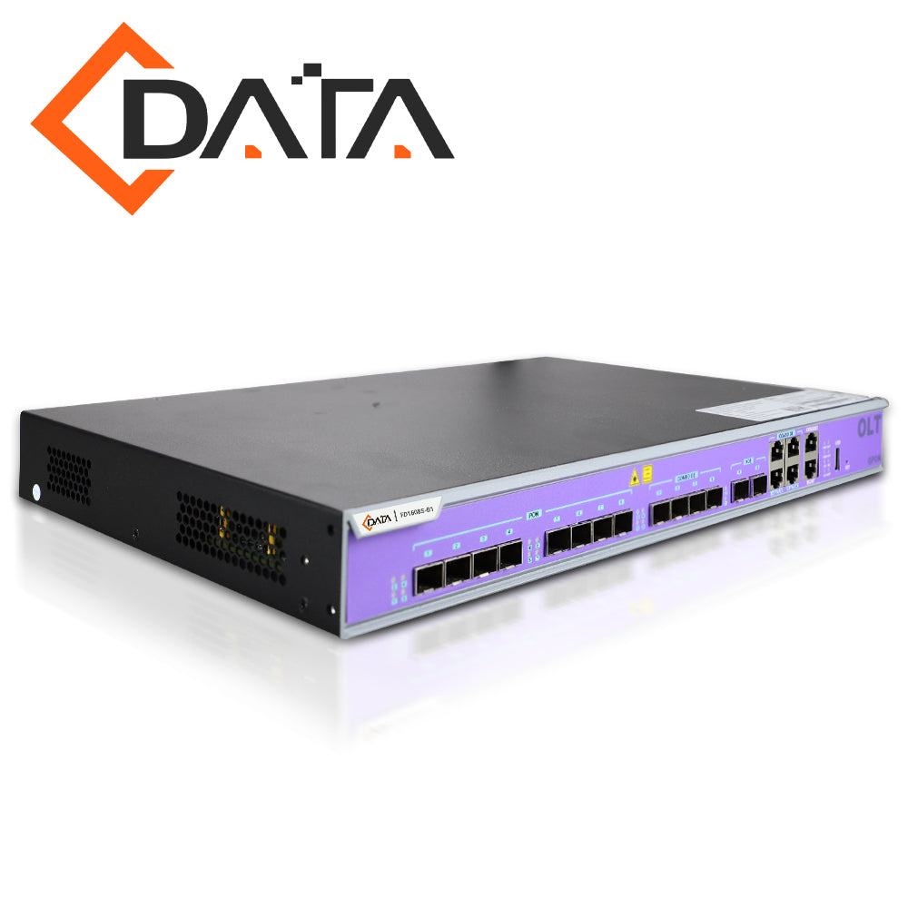 gpon olt c-data fd1608s-b1 / 8 puertos pon sfp sc-upc / 4 puertos combo rj45 gigabit ethernet mas 4 uplink sfp gigabit / 2 puertos sfp plus 10 gigabit / rackeable 1u / division de hasta 128 / distancia hasta 20km / fuente redundante