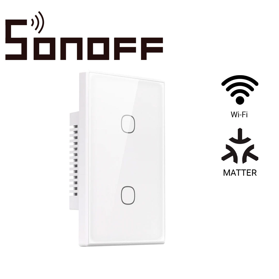 apagador de pared touch tx gen2 sonoff t6-2c-120m / 2ch on/off inalambrico / wifi 2.4ghz / color blanco / matter compatible apple home/alexa/google home/smartthings/ifttt / app ios y android / hasta 10amp por canal