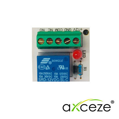 modulo relevador multiproposito axceze ax-relay5 alimentacion a 12v-40ma en sus contactos soporta hasta 125vca-10a