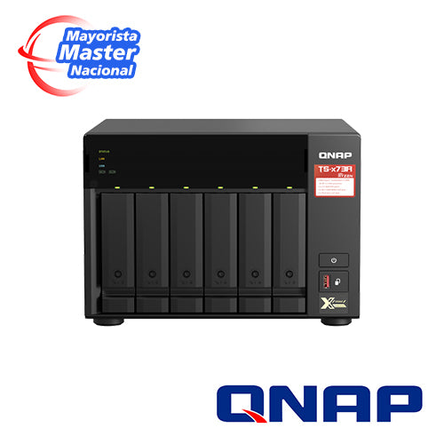 nas qnap ts-673a-8g-us / procesador amd ryzen v1500b / memoria ram 8gb / 6 bahias frontales sata 3.5 pulgadas y 2.5 pulgadas / 2 puertos rj45 2.5gbe / montaje en escritorio / aplicaciones pyme para compartir y respaldar datos en la nube