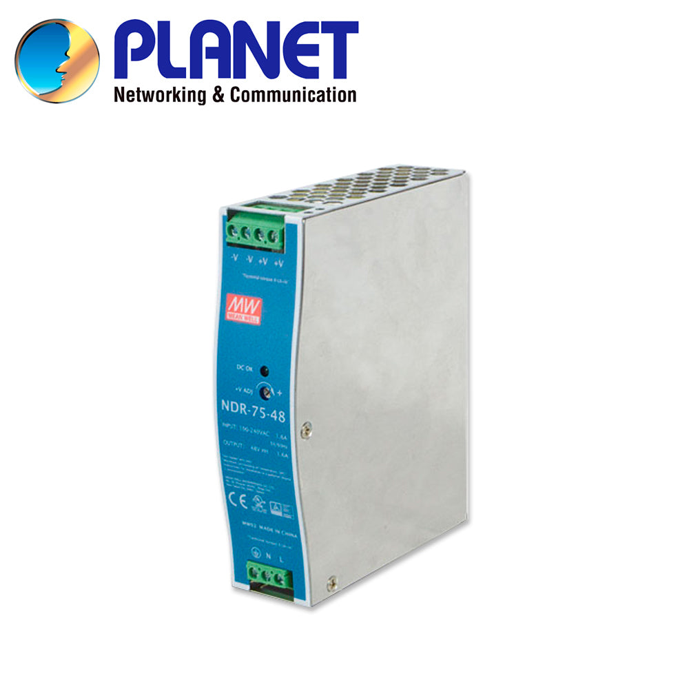 fuente de poder industrial planet pwr-75-48 / entrada 90-264vca/127-370vcd / salida 48vcd 75w 1.6a / instalacion din-rail / ideal para switches industriales (minimo de compra 4 piezas)