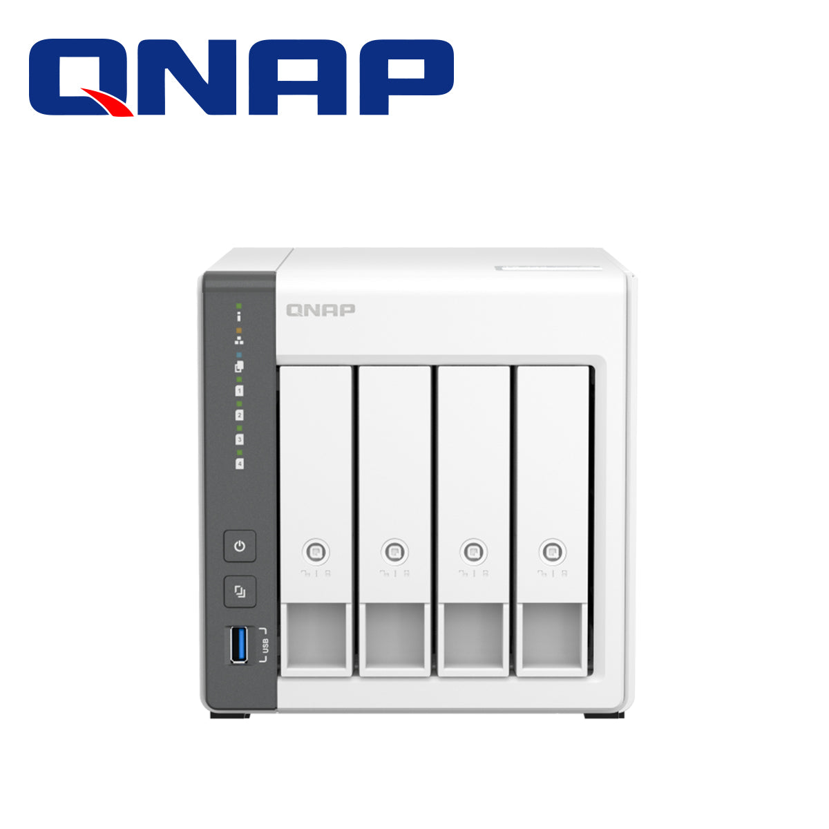 nas qnap ts-433-4g-us tipo torre / 4 bahias / 4gb de ram / procesador arm cortex / puerto lan 2.5gbe / 2 puertos usb 2.0 + 1 puerto 3.2 gen 1