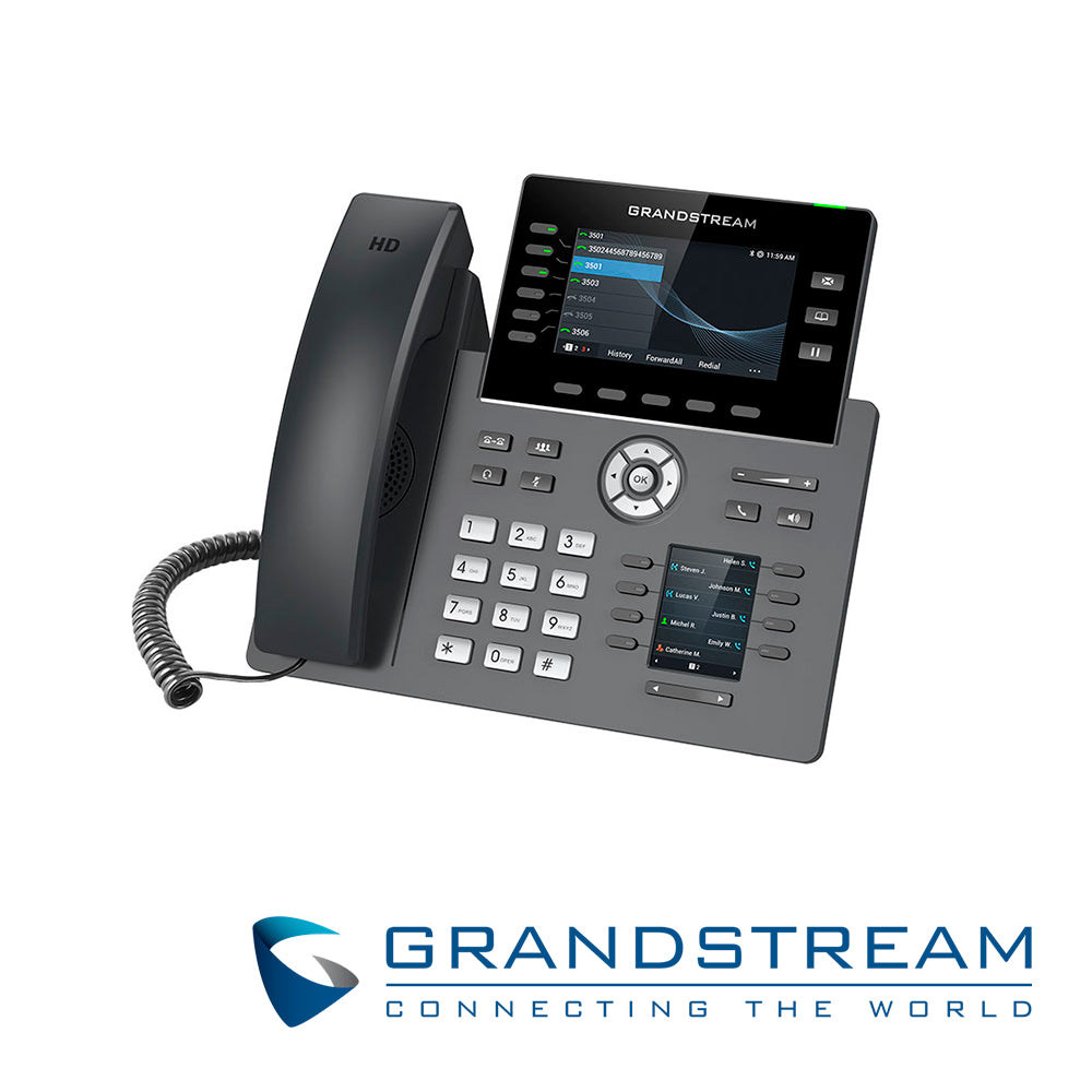 telefono ip grado carrier wifi 6 grandstream grp2616 / 16 cuentas sip / 6 lineas / 6 teclas extensiones / pantalla color lcd tft / 2 puertos 10/100/1000mbps / wifi 802.11ac/ax / alimentacion poe af / 12vcd/1a