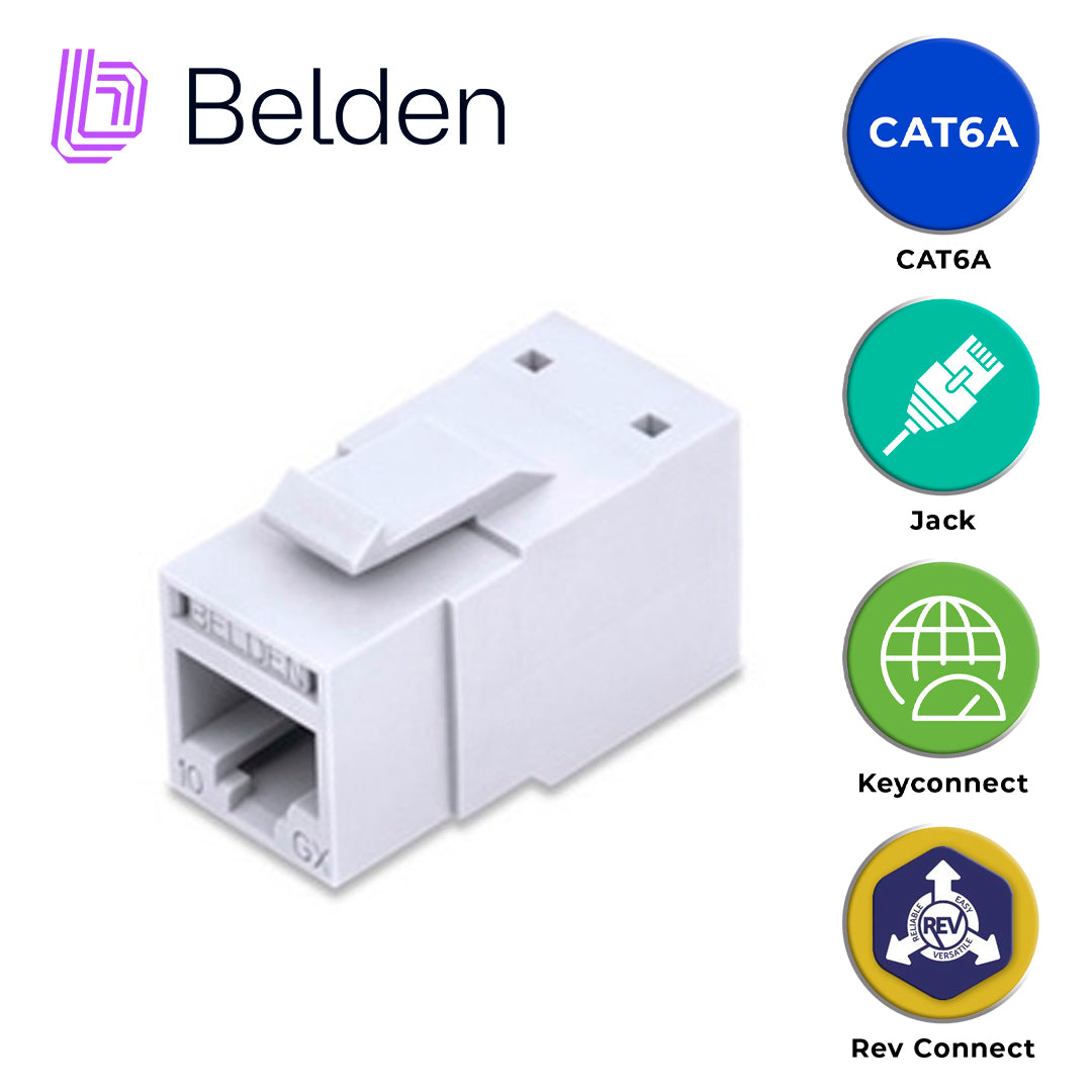 conector modular jack cat6a rj45 belden rvamjkuew-s1 / revconnect / interior / blanco / pieza