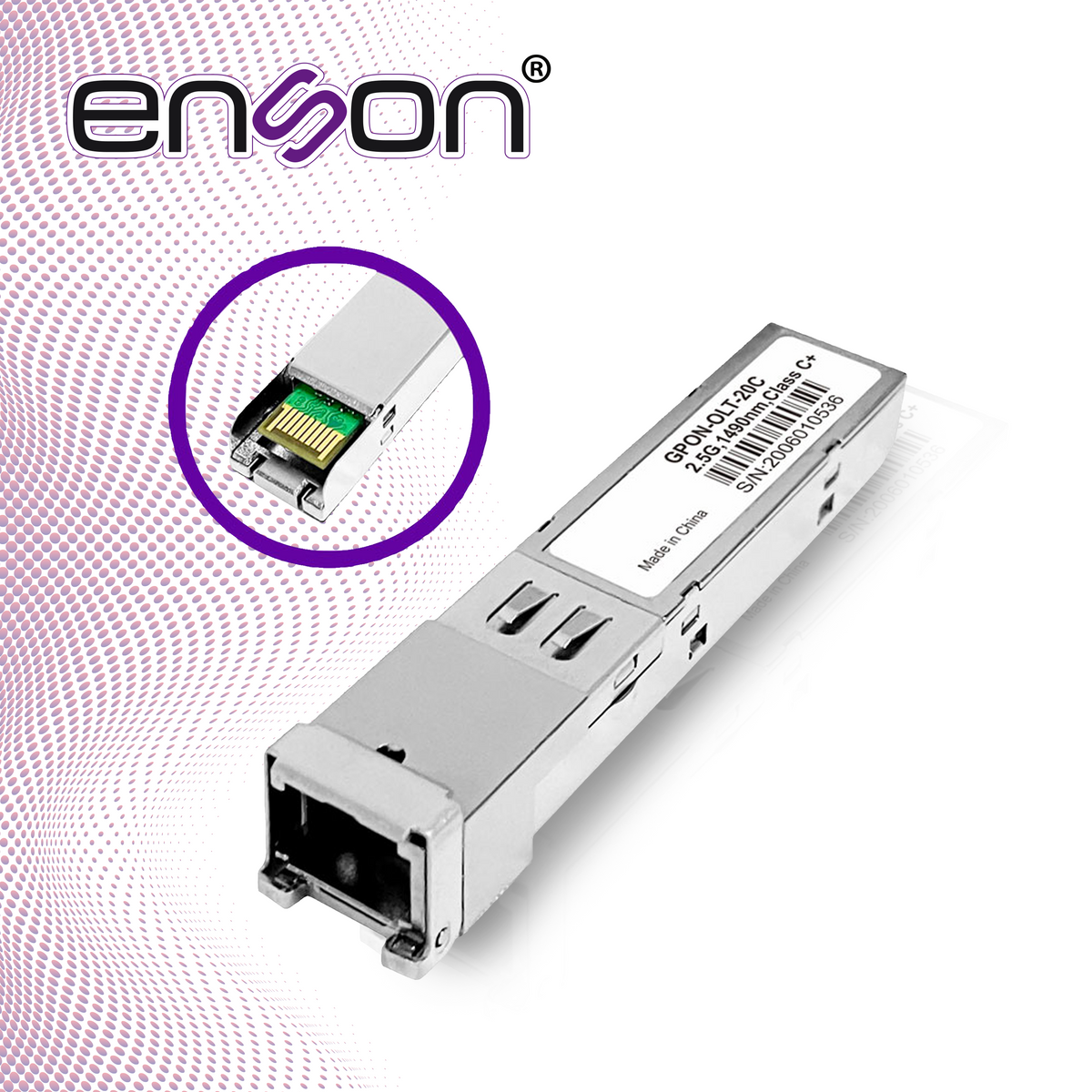 modulo gpon sfp transceptor enson ens-sfpsm/gpon-olt-20c / 2.5g / 1.25 gbps enson ens-sfpsm/gpon-olt-20c mas / gigabit ethernet interface / conector sc / hasta 20 km / clase c+