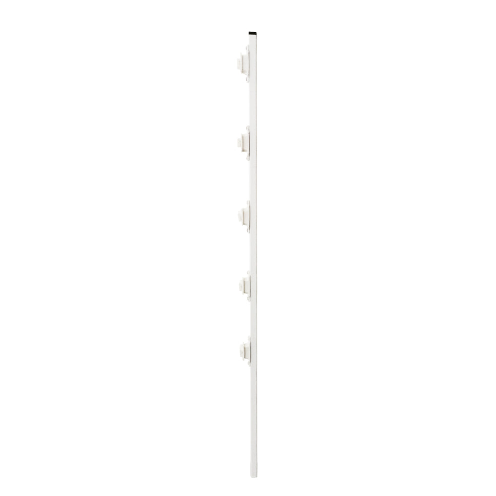 poste economico perfil con 5 aisladores de paso blanco colocados cada 20cm para cercas electrificadas