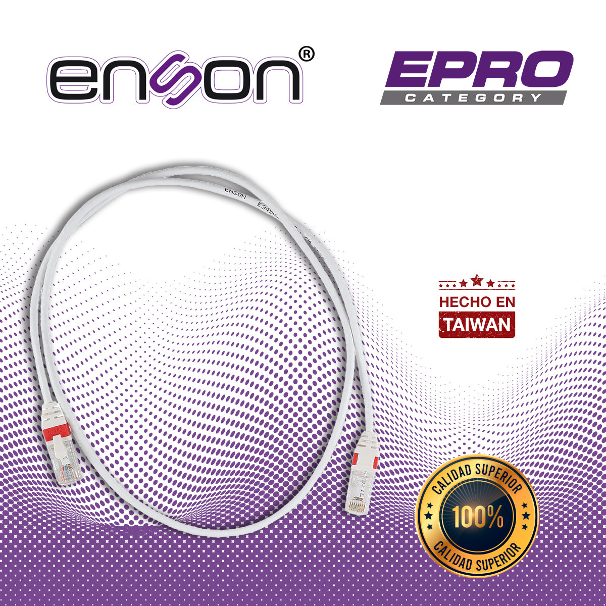 patchcord rj45 enson epro-6pc90-wh de 90cm cat6 color blanco ultradelgado ideal para terminados en patchpanel de alta densidad