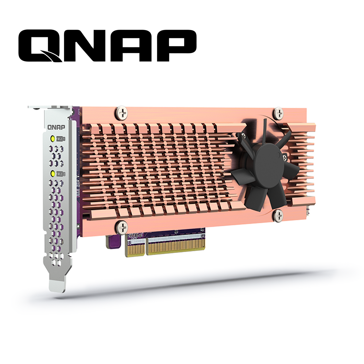 tarjeta de expansion qnap qm2-2p-384a para 2 ssd m.2 pcie gen3 x4 interfaz pcie gen3 x8 con soportes low-profile y full-height
