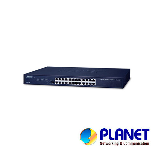 switch planet fnsw-2401 no administrable / 24 puertos rj45 velocidad de transmision 10/100 mbps / temperatura de operacion 0-50 grados centigrados / montaje en rack