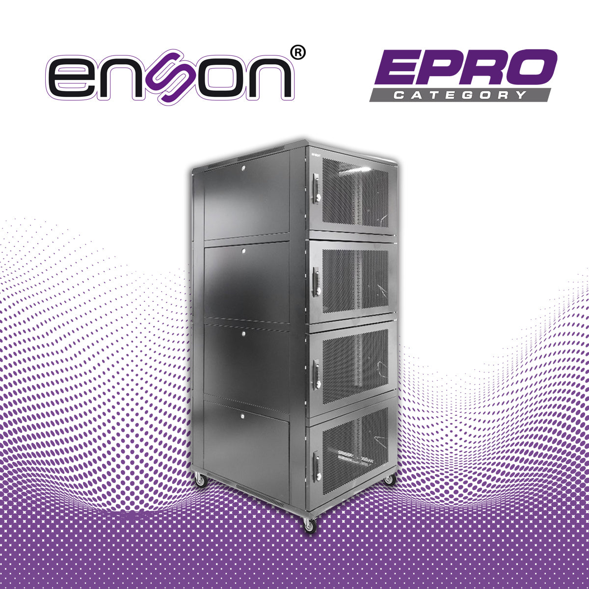 gabinete de piso modular de acero enson ens-rkgb42u8 / 36ur en 4 modulos de 9ur cada uno / paneles laterales extraibles / puertas de malla delanteras y traseras con cerraduras / tamaño exterior 42u 800x1000x2000