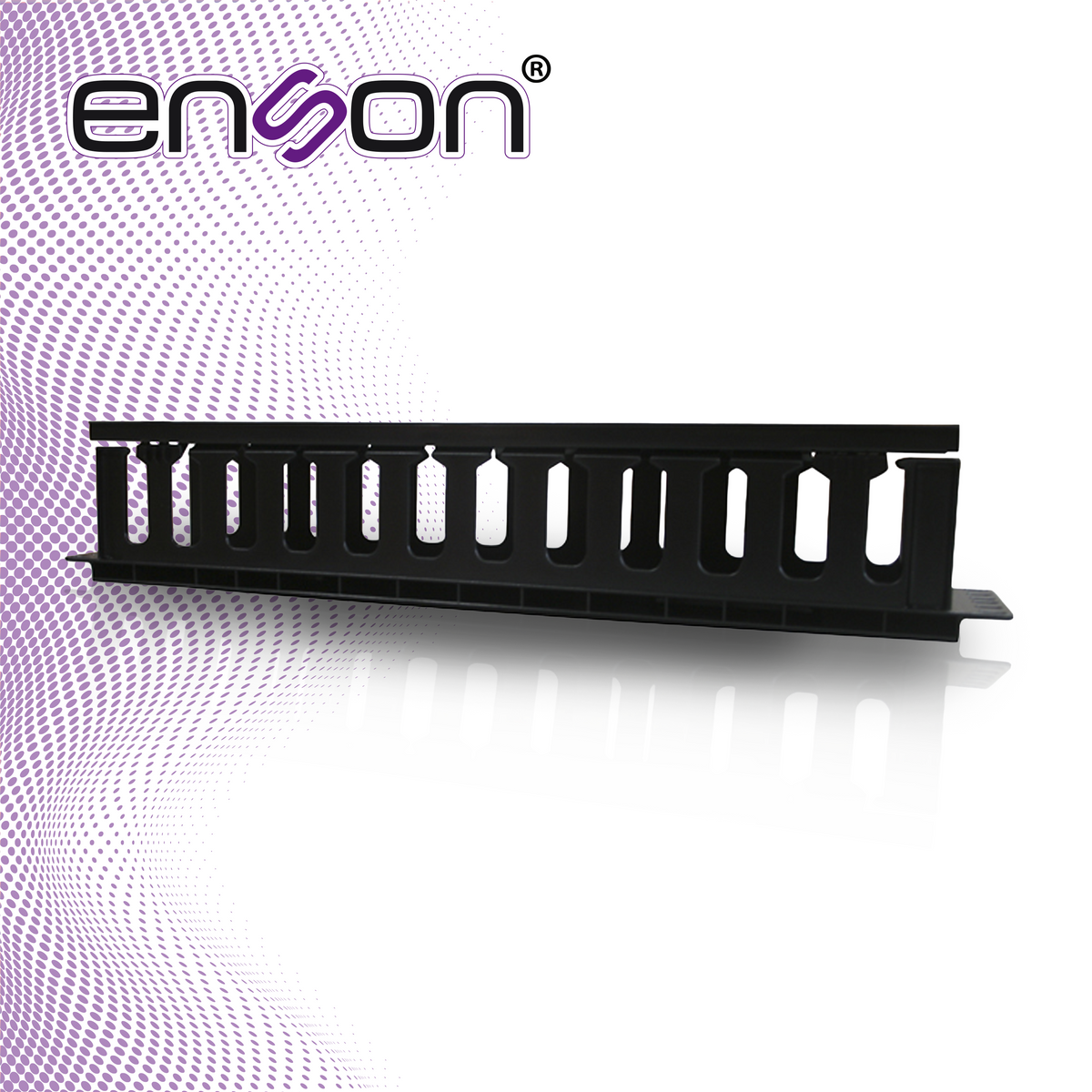 organizador horizontal frontal para rack enson ens-cm24 2ur con peines de policarbonato tapa removible y abatible para mayor proteccion y mejor acceso cumple con norma eia