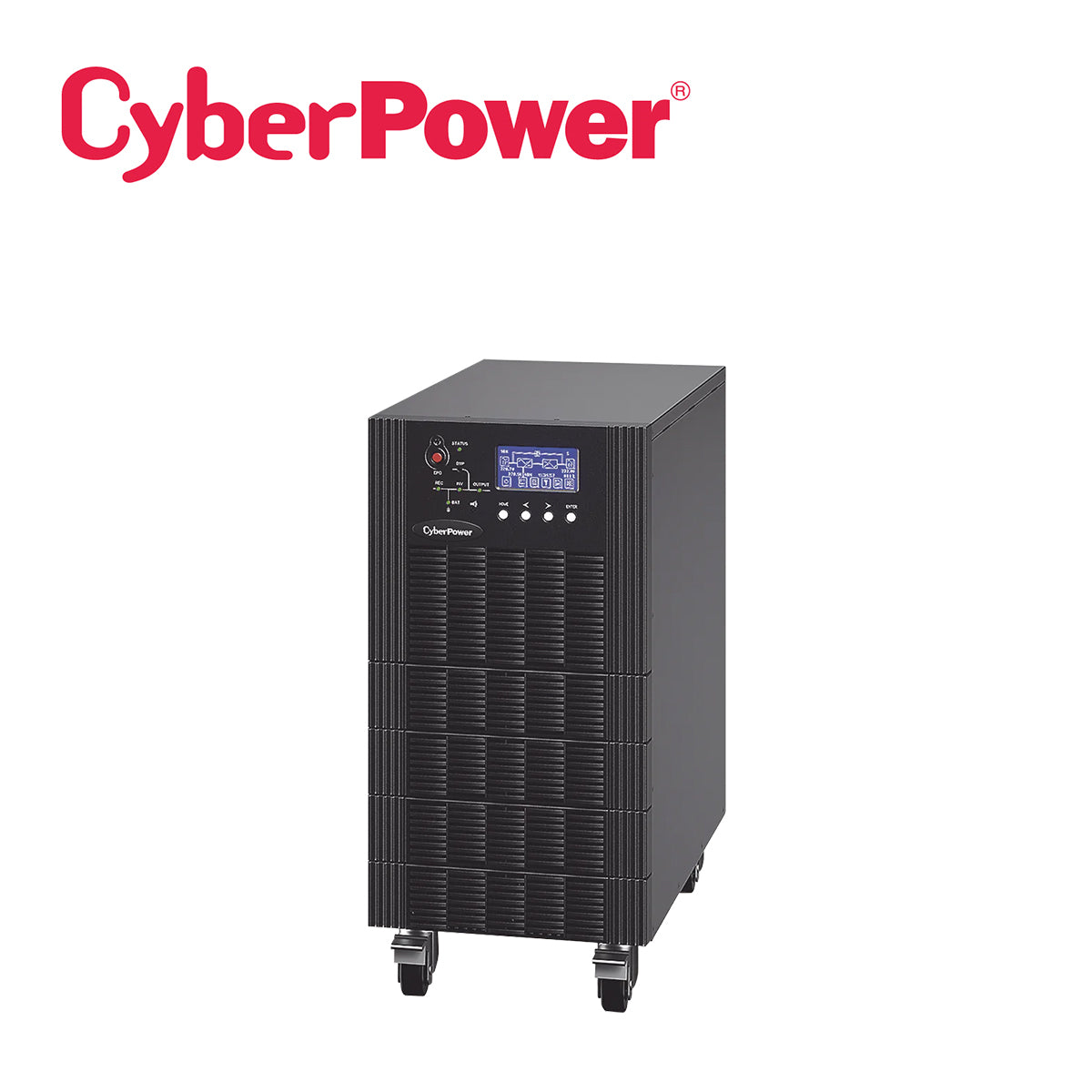 ups trifasico 15 kva / 15 kw cyberpower hstp3t15k100p5m5 minutos de respaldo al 100 por ciento de carga topologia online doble conversion voltaje de 208-220 vca de ll incluye modulo y banco de baterias