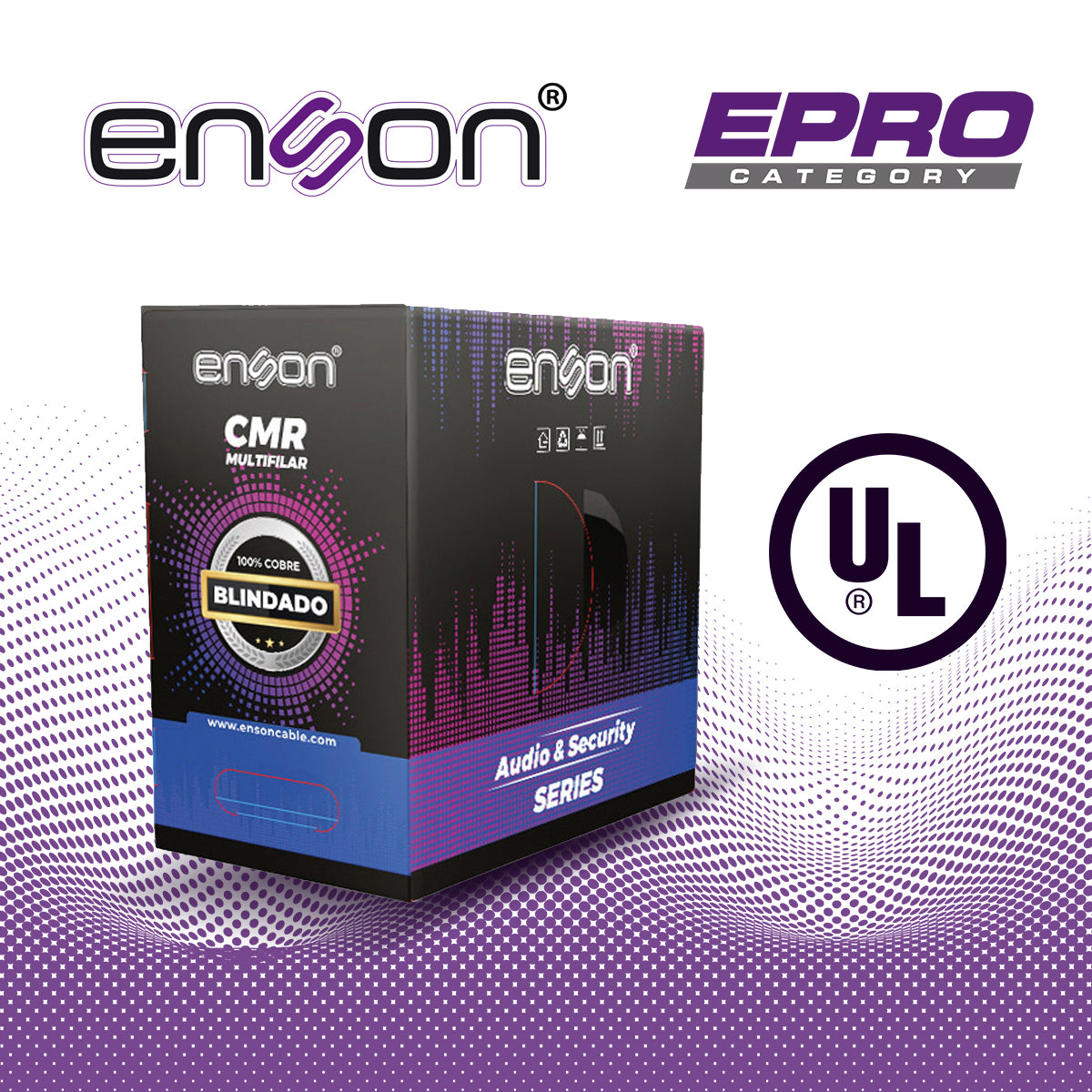 cable para audio y seguridad enson epro-5500f 2c/22awg multifilar 100 por ciento cobre forro de pvc cmr color gris blindado certificacion ul 305 metros