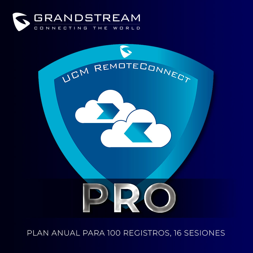 suscripcion grandstream ucmrc-pro ucm remote connect plan anual para 100 registros 16 sesiones