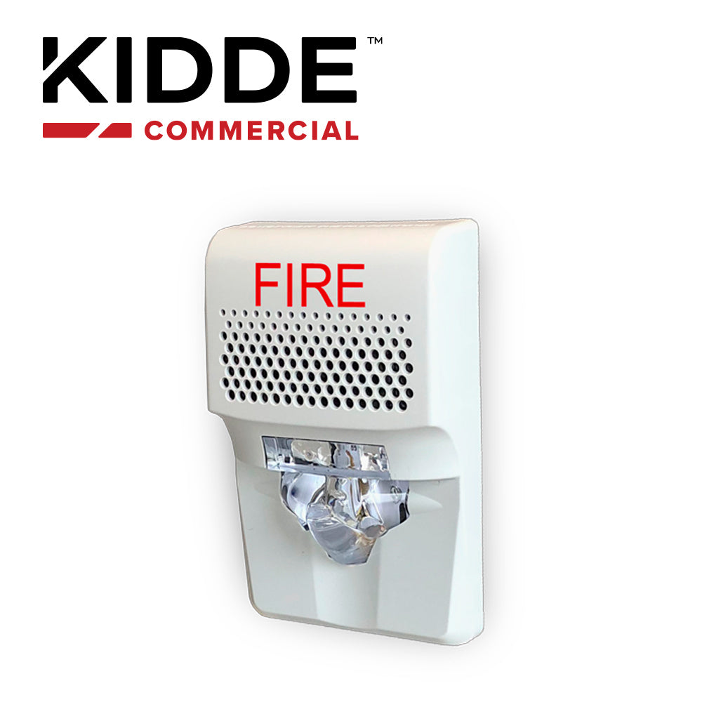 sirena con estrobo led kidde eg1avwf de 24 vdc 55 ma para pared blanco compatible con los paneles vs1 y vs4 (trabaja con paneles de terceros a 24vdc)