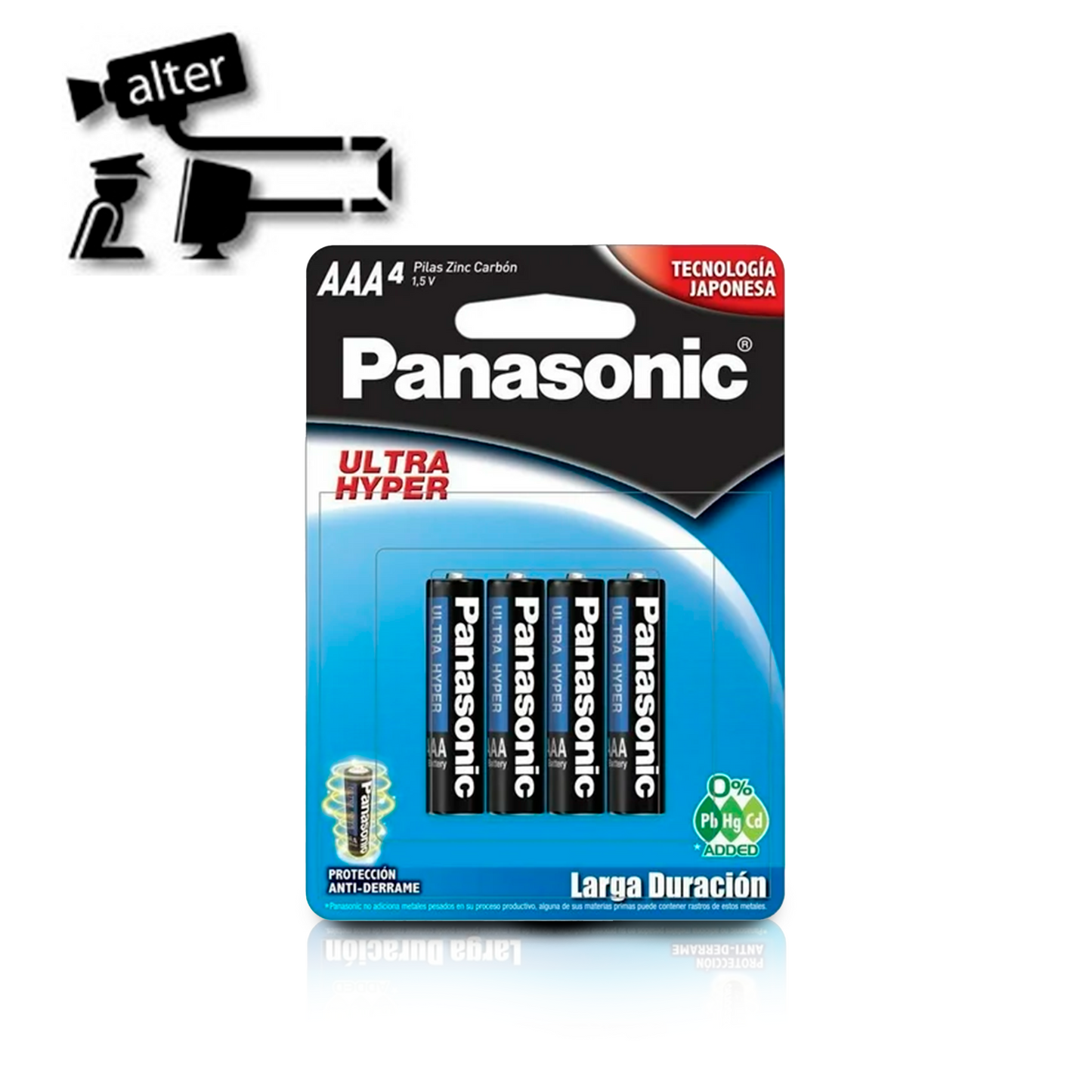 bateria zinc carbon panasonic tipo aaa 1.5v para uso en controles remotos y relojes (paquete de 4 baterias)