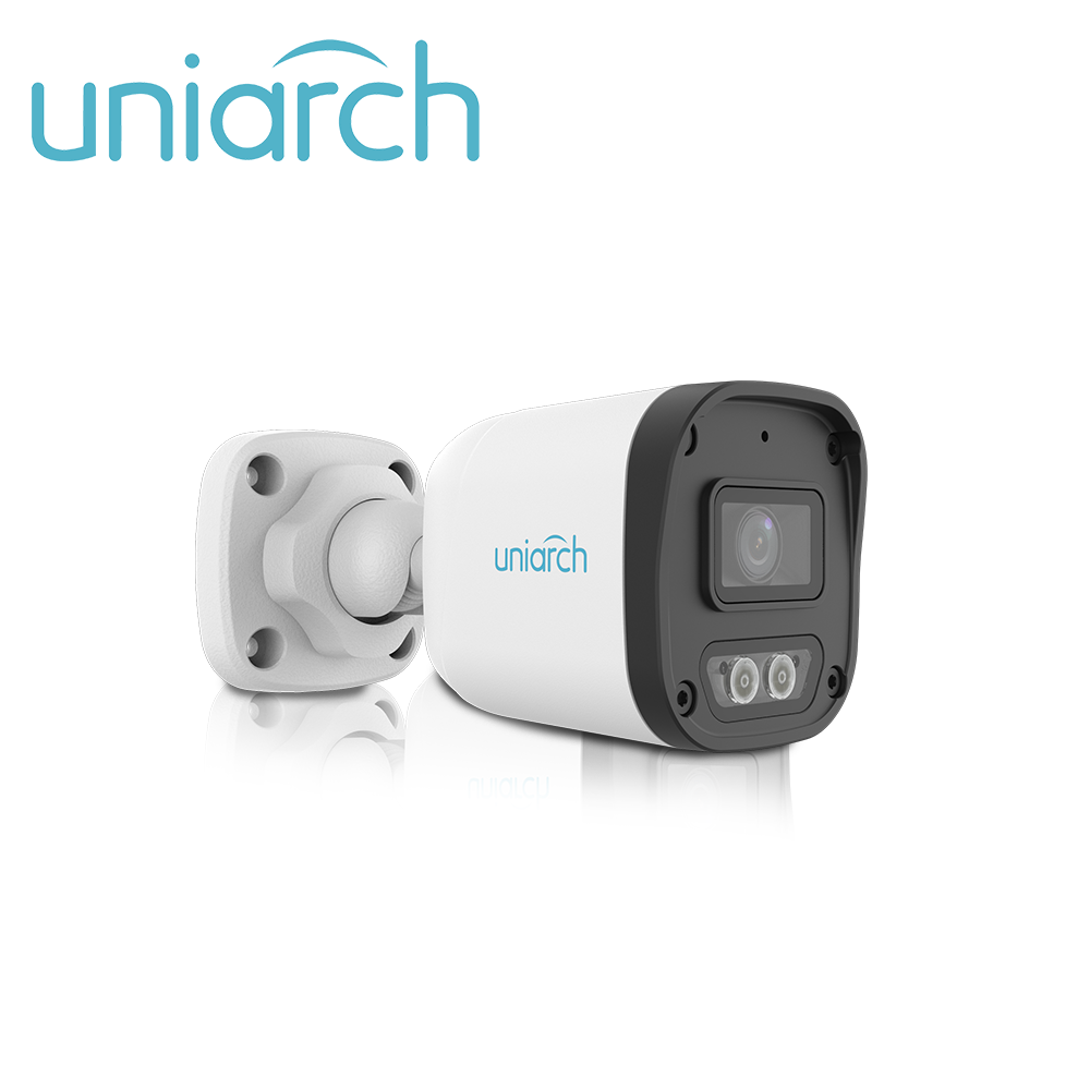 camara ip bullet uniarch ipc-b132-af28-dl-eco / 2mp / lente 2.8mm / dnr / ir30m / dual-light / microfono-integrado / human-body-detection 2.0 / onvif / 3-axis / ip67 / grafeno+plastico / ultra265 /