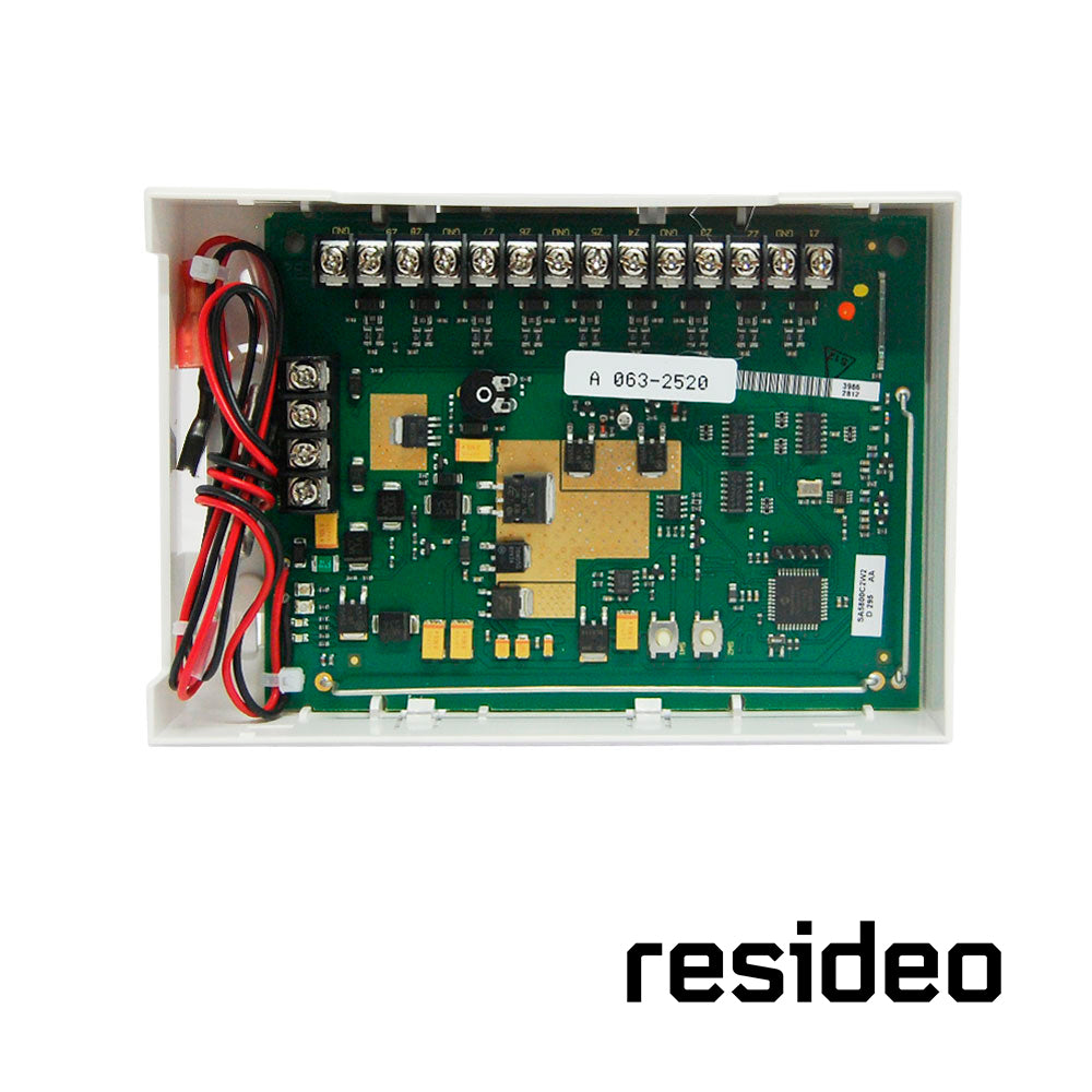 convertidor de zonas alambricas a inalambricas resideo 5800c2w soporta 9 zonas cableadas con r.f.l. / no apto para sensores de fuego o calor / interruptor de sabotaje de caja/ compatible con paneles de la serie vista.