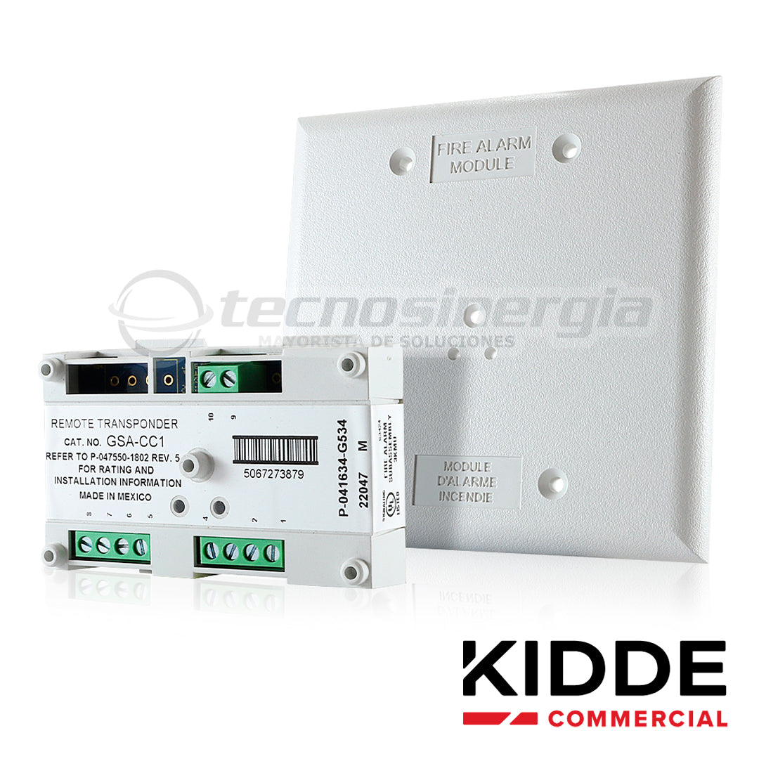 môdulo de control de sirenas y estrobos vigilant gsa-cc1 cuenta con direccion electronica (sin switches) requiere fuente de poder auxiliar se integra con los paneles vs1 y vs4 de kidde por medio del lazo de comunicacion slc listado ul ulc csfm mea