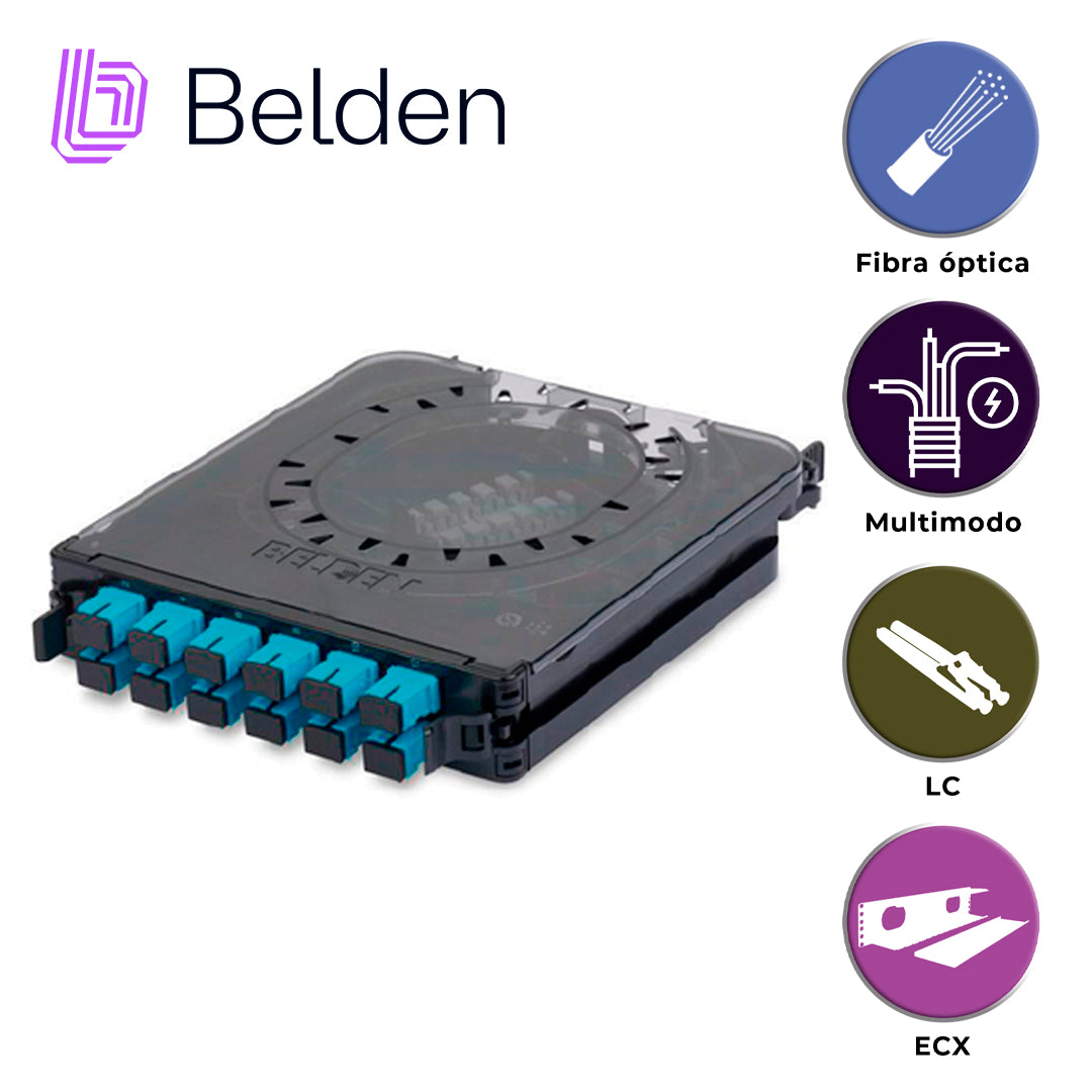 cassette fx ecx multimodo belden fc3x12ldfs / om3 / aqua / lc duplex / 12 puertos