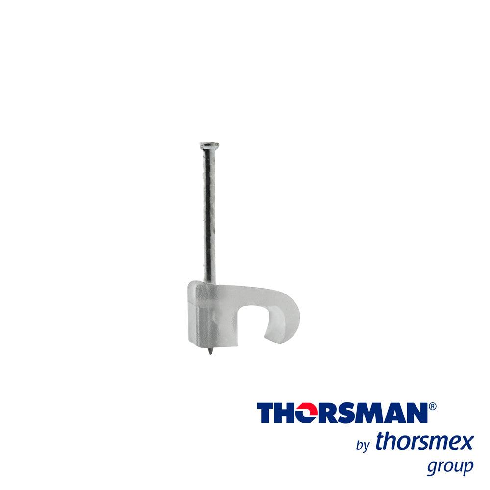 grapas sujethor plano thorsman 3207-00100 tc 3x5 color naturalcaja 100pzas ideal para cable alarma y cable calibre 20 resistencia a la corrosion humedad elaborado con polipropileno flexibles el clavo es de acero galvanizado resistente a la oxidacion
