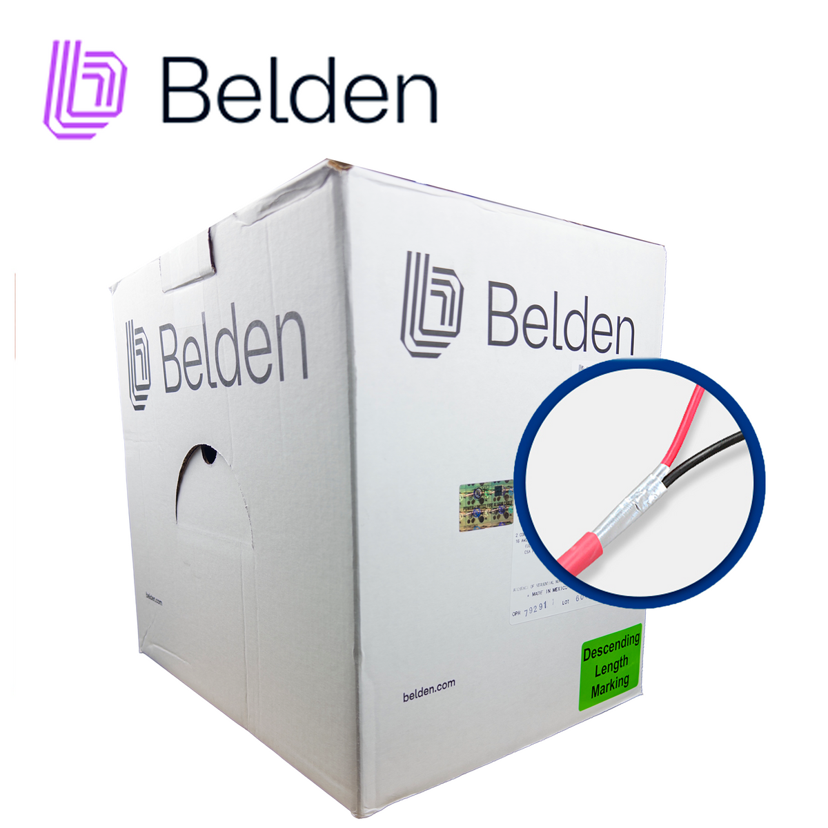 cable de alarma contra incendios belden 5220fl 002a1000 / interior / rojo / 2 conductores / 16 awg / solido / forro pvc / cmr - fplr / blindado / bobina en caja / 1000 pies 305 metros