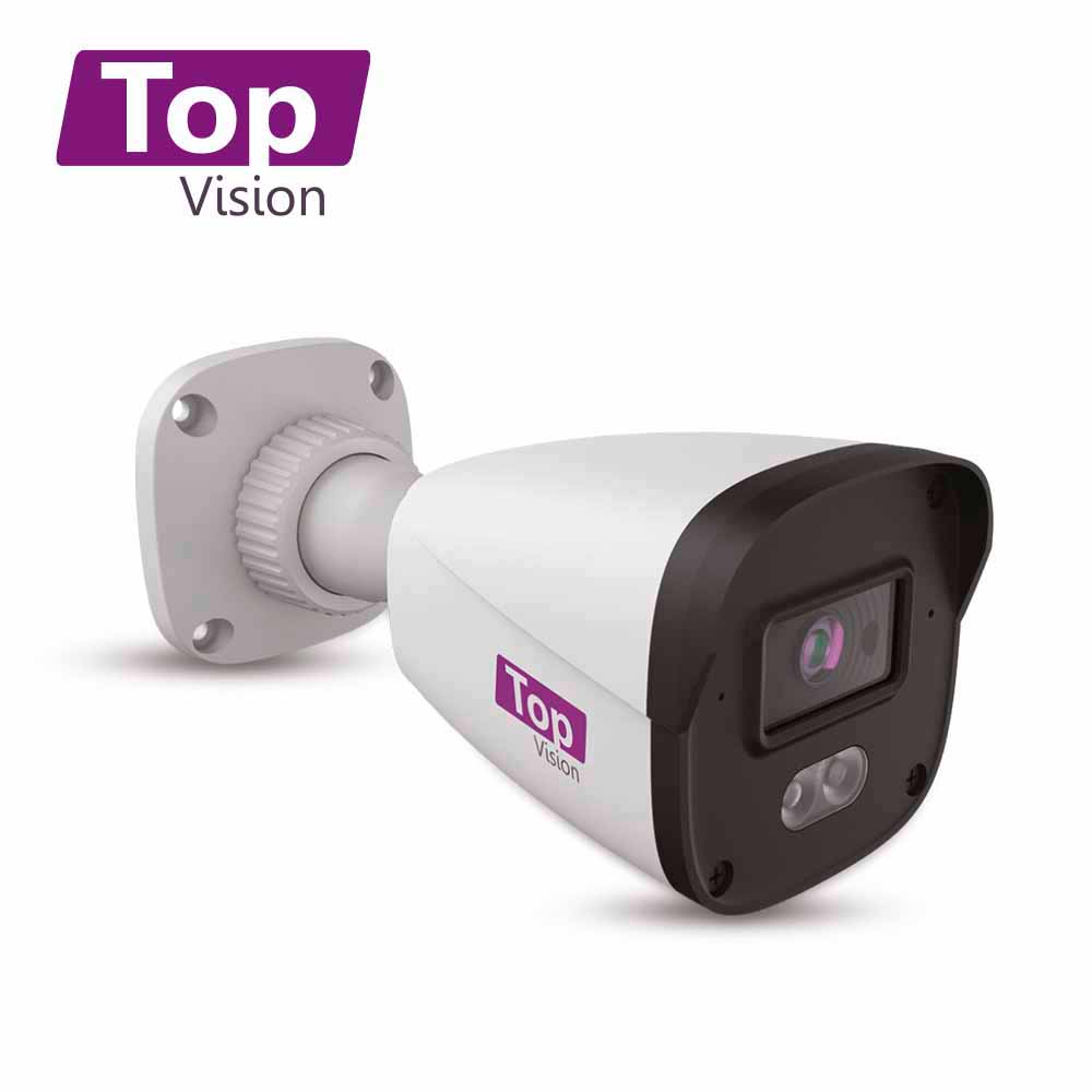 camara hd bullet topvision tbdl200a / 2mp / ahd/tvi/cvi/sd / 2.8mm /30m ir - 20m luz calida luz dual / microfono integrado / ip67 / coc / carcasa metal - plastica / 12vcd / imagen a color 24x7 audio por coaxial o utp