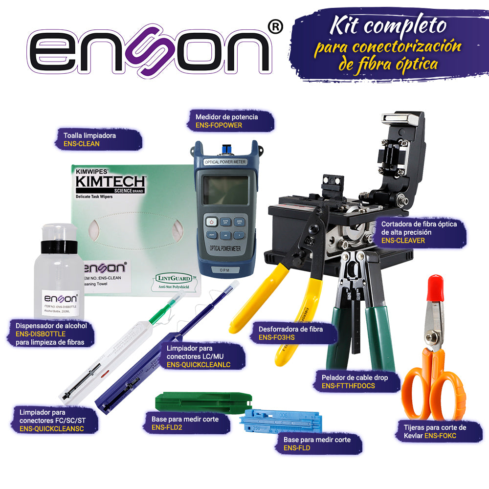 kit completo kit-tools-fo enson de preparación para conectorización de fibra óptica
