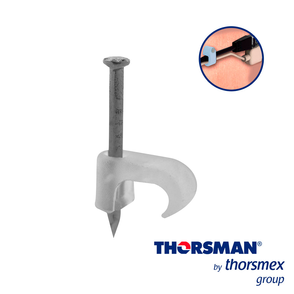 grapas sujethor plano thorsman 3209-00100 tc5x8 caja /100pzas color natural ideal para cables calibre 16 clavo galvanizado grapa de polietileno resistente al impacto corrosion humedad y climas extremos