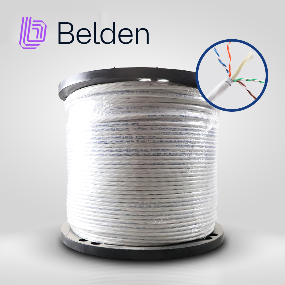 cable utp cat6a belden 10gxw12 0091000 / interior / blanco / 500mhz / 4 pares / 23 awg / forro pvc / cmr / certificable / bobina / 1000 pies 305 metros