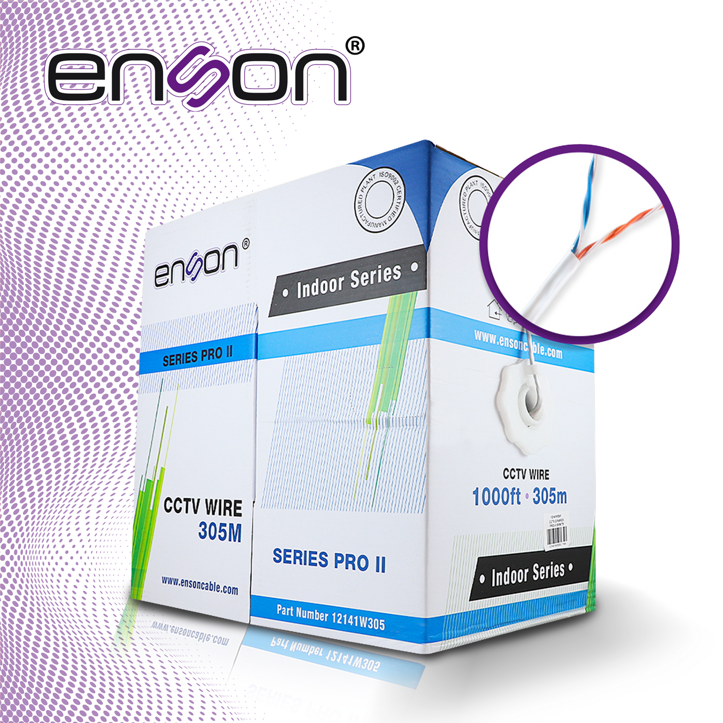 cable utp enson 12141w305 4c/24 color blanco serie pro-ii 100% cobre ideal para instalaciones de cctv analogico (video y alimentacion) no recomendado para su uso en video ip ni soluciones de redes instalacion en interiores **solo cuenta con 2 pares